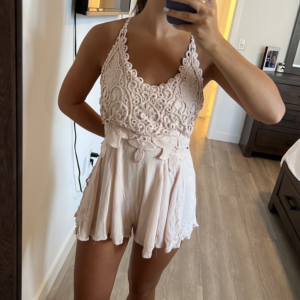 Pink Lace Romper